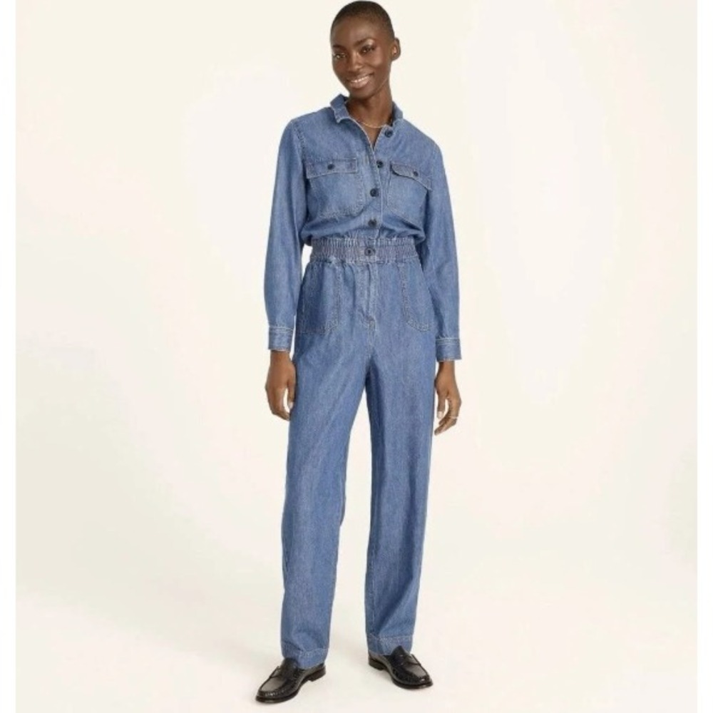 J. Crew Denim Utility Jumpsuit Size 18 Blue Workwear Art Teacher Lagenlook